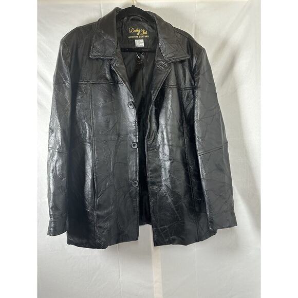 Leather & Soul Patchwork BLACK‎ GENUINE Leather Jacket (Womens XL)​ - Picture 1 of 4